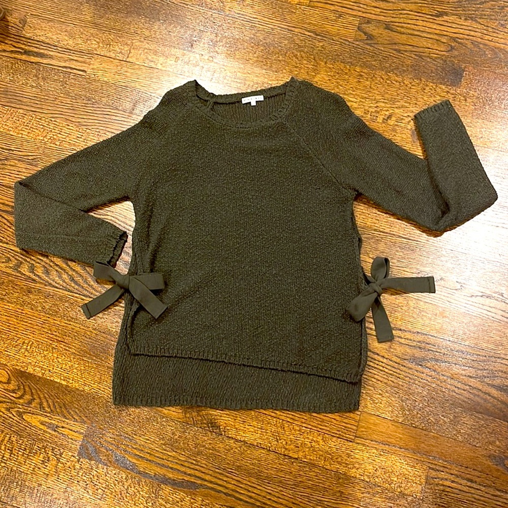 Olive Green Side Tie Sweater